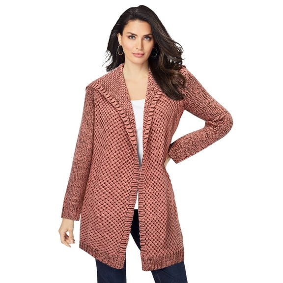 Roaman's Women's Plus Size Marled Open Cardigan
