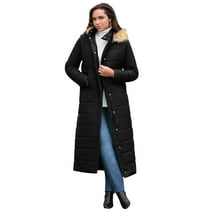 Roaman's Women's Plus Size Maxi-Length Quilted Puffer Jacket Winter Coat