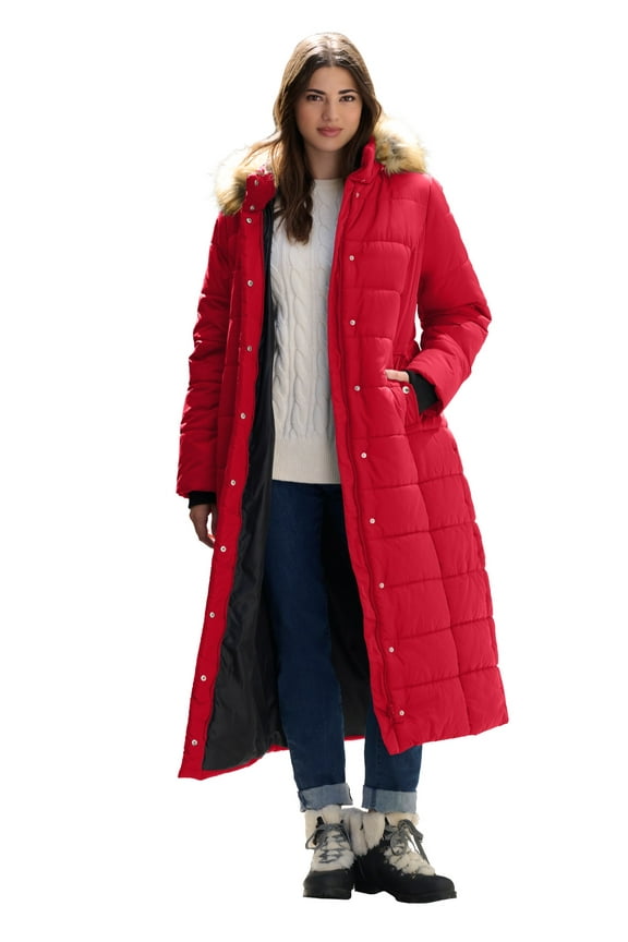 Women's Plus Size Maxi Length Puffer Coat
