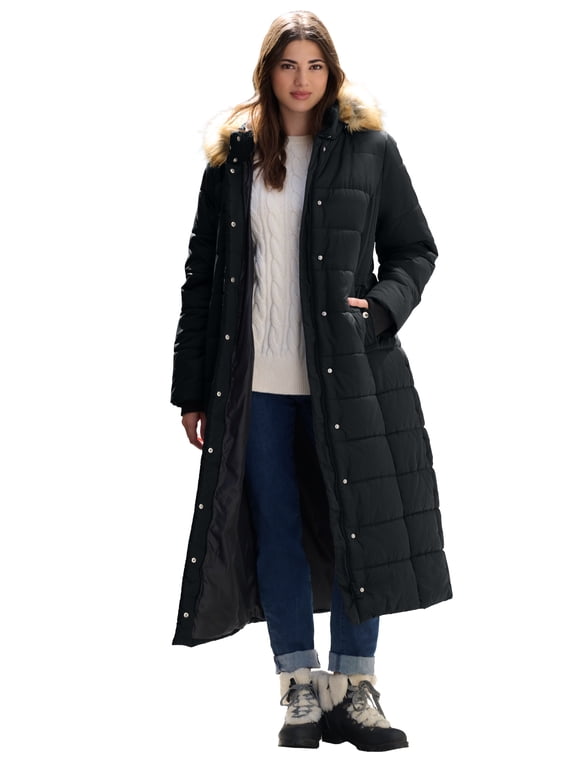 Women's Plus Size Maxi Length Puffer Coat
