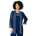 thumbnail image 1 of Roaman's Women's Plus Size Mesh Overlay Cardigan And Tank Set., 1 of 3