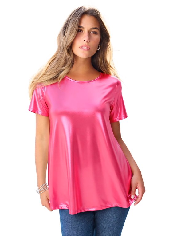 Women's Plus Size Metallic Swing Tee