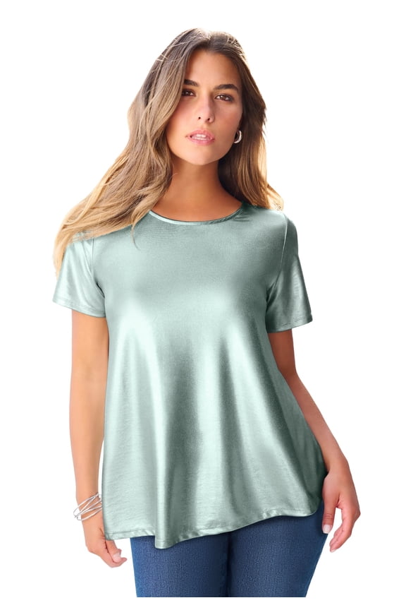Women's Plus Size Metallic Swing Tee