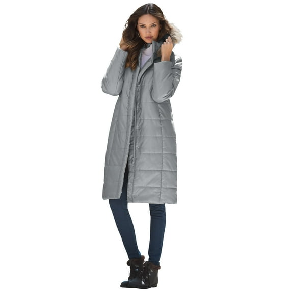 Roaman's Women's Plus Size Mid Length Quilted Puffer Jacket