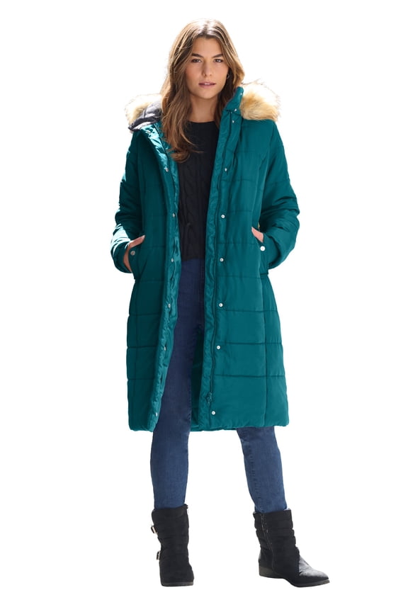 Women's Plus Size Knee Length Puffer Coat