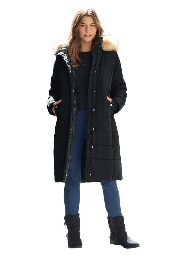 Women's Plus Size Knee Length Puffer Coat