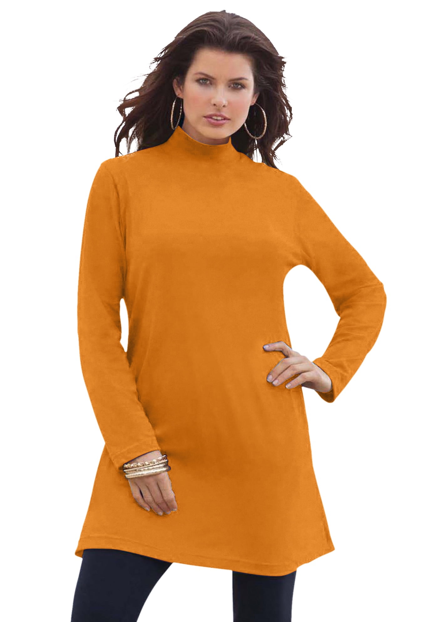 Womens orange shop mock turtleneck