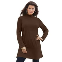 Roaman's Women's Plus Size Mockneck Ultimate Tunic 100% Cotton Mock Turtleneck