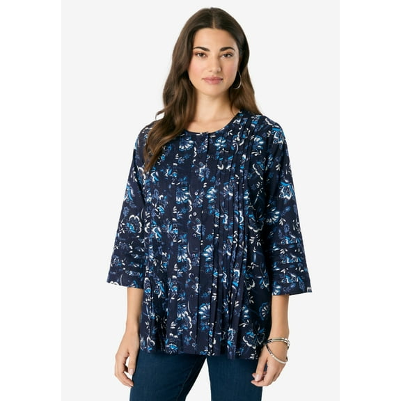 Roaman's Women's Plus Size Monique Printed Big Shirt