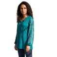 thumbnail image 1 of Roaman's Women's Plus Size Notch Neck Embroidered Peasant Tunic, 1 of 4