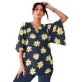 thumbnail image 1 of Roaman's Women's Plus Size Notch-Neck Flutter-Sleeve Blouse, 1 of 1