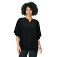 thumbnail image 1 of Roaman's Women's Plus Size Notch-Neck Flutter-Sleeve Blouse, 1 of 3