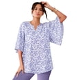 thumbnail image 1 of Roaman's Women's Plus Size Notch-Neck Flutter-Sleeve Blouse, 1 of 1