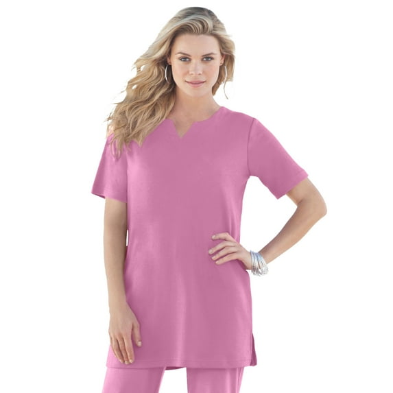Roaman's Women's Plus Size Soft Knit Tunic With Notch Neckline