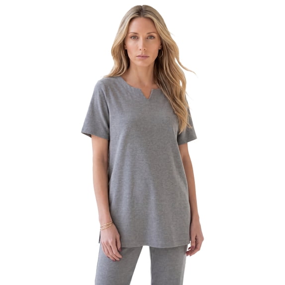 Roaman's Women's Plus Size Soft Knit Tunic With Notch Neckline