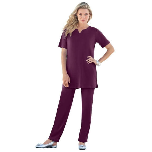 Roaman's Women's Plus Size Soft Knit Tunic With Notch Neckline