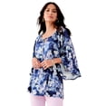 thumbnail image 1 of Roaman's Women's Plus Size Notch Neck Textured Tee, 1 of 1