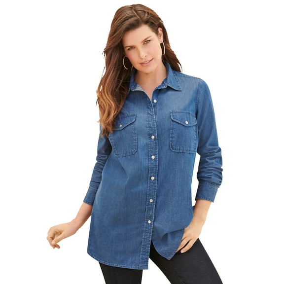 Roaman's Women's Plus Size Olivia Denim Big Shirt