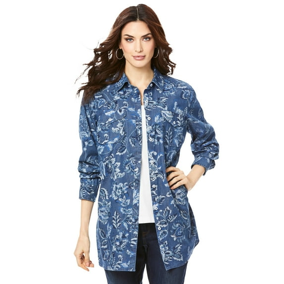 Roaman's Women's Plus Size Olivia Denim Big Shirt