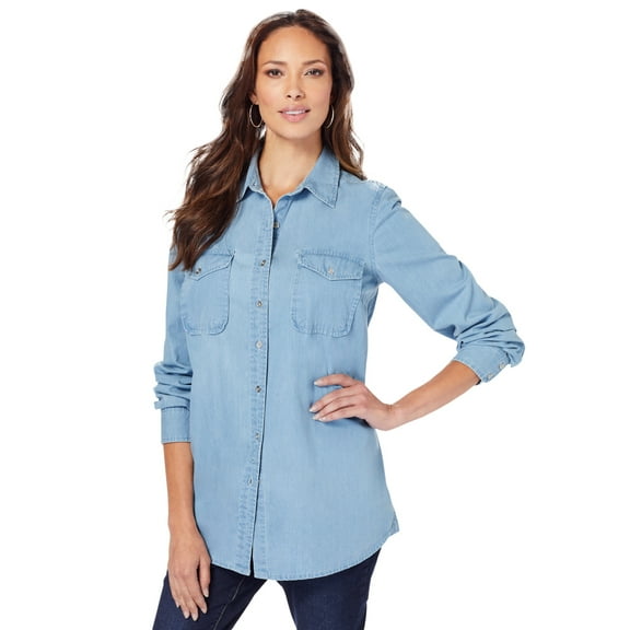 Roaman's Women's Plus Size Olivia Denim Big Shirt