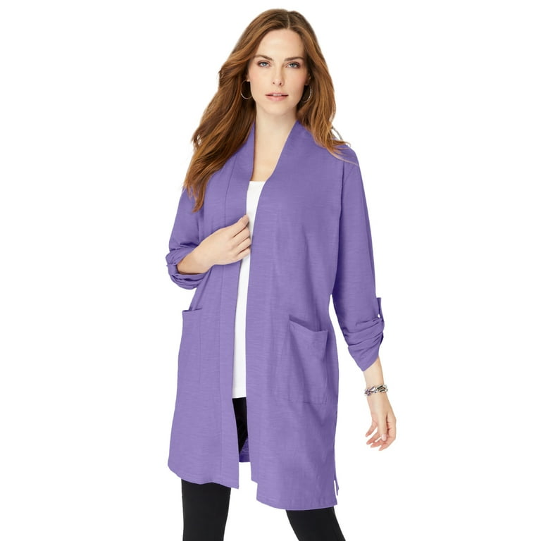 Roaman s Women s Plus Size Open Front Slub Cardigan Walmart