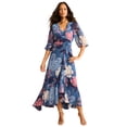 thumbnail image 1 of Roaman's Women's Plus Size Overlay Ruffle Maxi Dress, 1 of 2