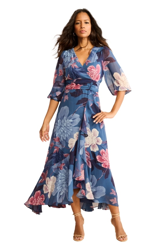 Women's Plus Size Overlay Ruffle Maxi Dress