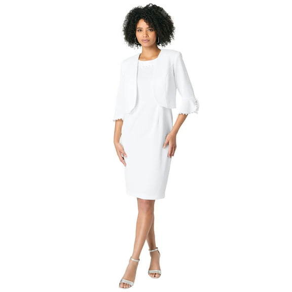 Roaman's Women's Plus Size Pearl-Detail Dress And Jacket