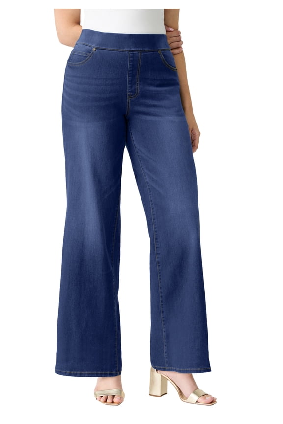 Women's Plus Size Petite Plus Size 360&Deg; Stretch Wide Leg Jean