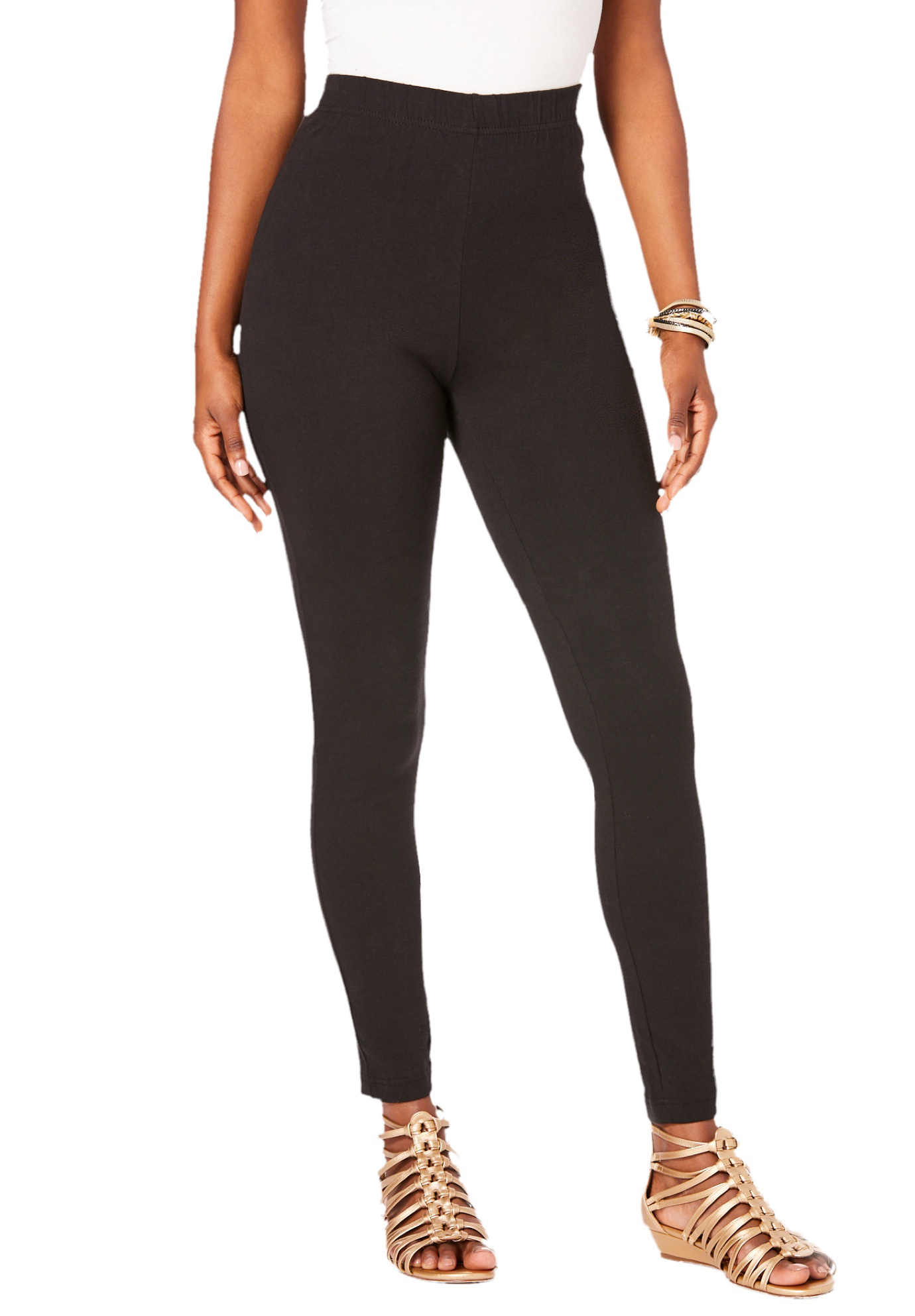 Roaman's Women's Plus Size Petite Ankle-Length Essential Stretch Legging Activewear Workout Yoga Pants - image 1 of 6