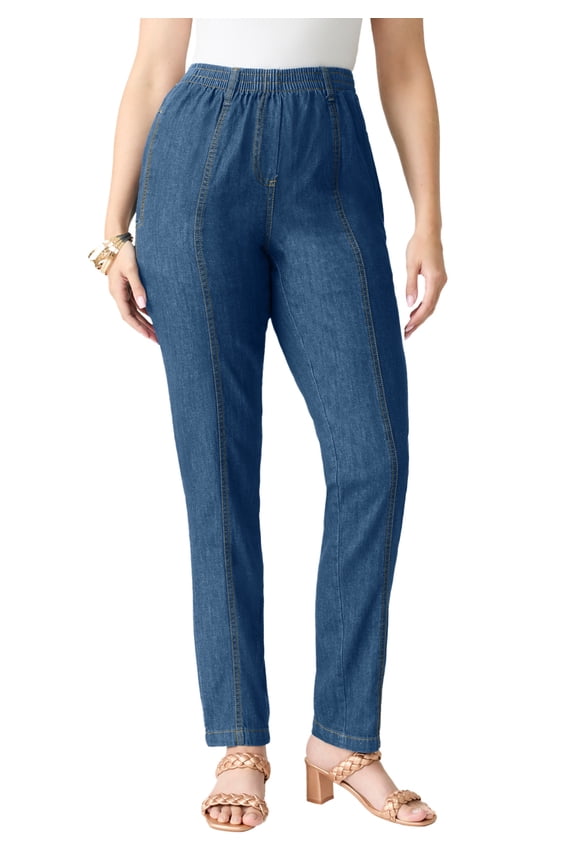 Women's Plus Size Petite Plus Size Easy-Wear Straight Leg Jean