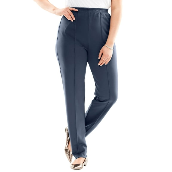 Roaman's Women's Plus Size Petite Crease Front Knit Pant