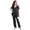 thumbnail image 1 of Roaman's Women's Plus Size Petite Extended Plus Size 2 Piece S/S Sequin Top And Pant Set, 1 of 1