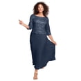 thumbnail image 1 of Roaman's Women's Plus Size Petite Extended Plus Size Sequin Lace Three Quarter Sleeve A-Line Gown, 1 of 1