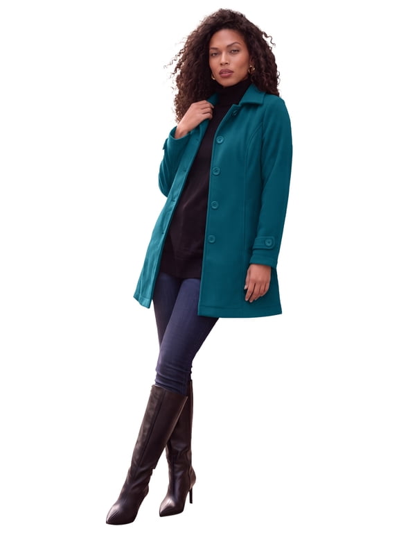 Women's Plus Size Button Up Fleece Jacket