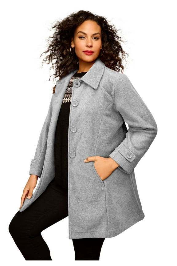 Women's Plus Size Petite Plus Size Button Up Fleece Jacket