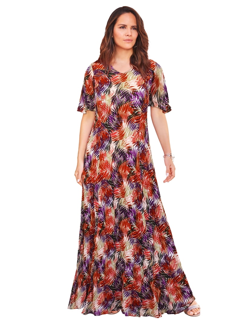 chinese dress ladies POPYOUNG Plus Size Maxi Dress for Womens Casual Dresses Winter Long Sleeves  Long Dress with Pockets XL, White Carvings Black at Amazon Women's Clothing  store main image 1
