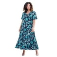 thumbnail image 1 of Roaman's Women's Plus Size Hand Crinkled Flutter-Sleeve Maxi Dress, 1 of 5