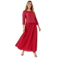 thumbnail image 1 of Roaman's Women's Plus Size Petite Plus Size Sequin Lace Three Quarter Sleeve A-Line Gown, 1 of 6