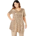 thumbnail image 1 of Roaman's Women's Plus Size Petite Plus-Size 2 Piece S/S Sequin Top And Pant Set, 1 of 5