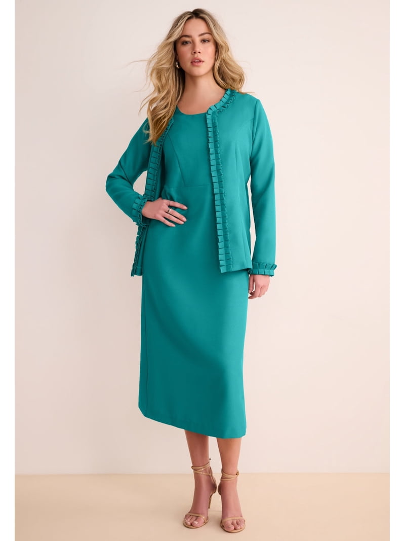evening jackets for dresses plus size Mother of the Bride Long Evening Jacket Dress by R&M Richards 7300 main image 0