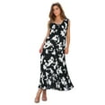 thumbnail image 1 of Roaman's Women's Plus Size Petite Plus Size Sleveless Hand-Crinkled Button-Front A-Line Maxi – Curvy Breezy Dress, 1 of 3