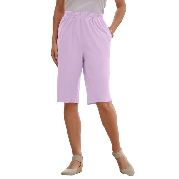 Roaman's Women's Plus Size Petite Plus Size Soft Knit Pull-On Bermuda Short