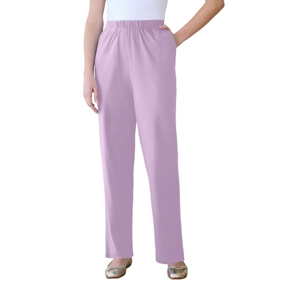Roaman's Women's Plus Size Petite Plus Size Straight Leg Soft Knit Pull On Pant