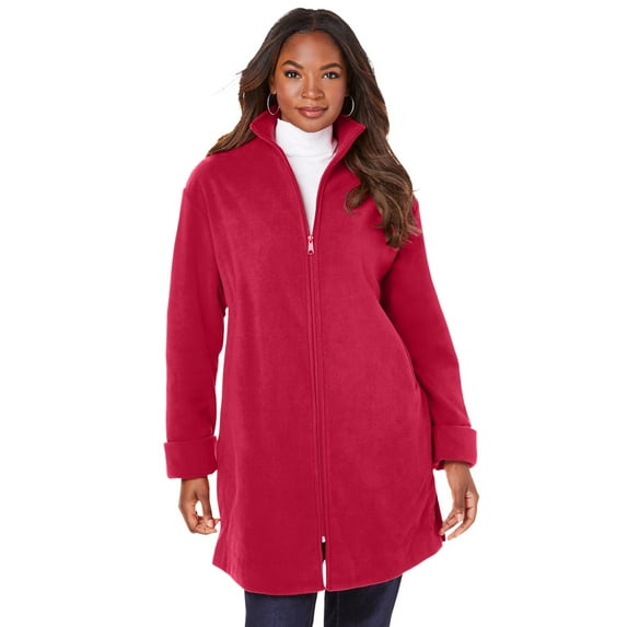 Roaman's Women's Plus Size Petite Plush Fleece Driving Coat