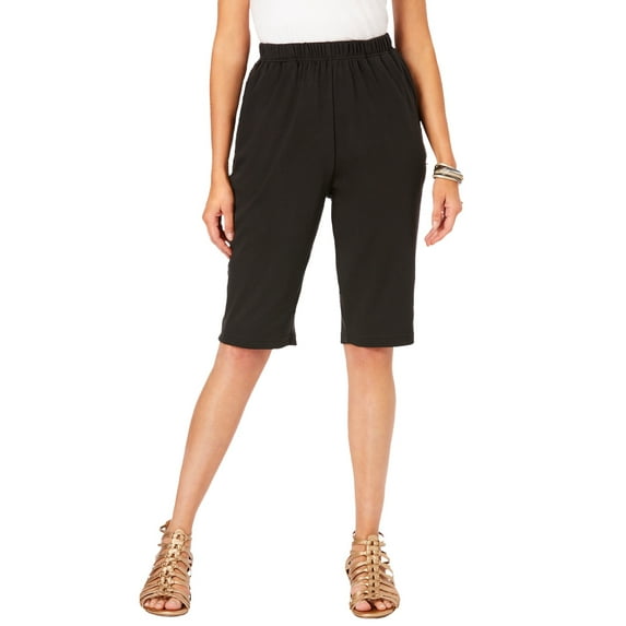 Roaman's Women's Plus Size Petite Plus Size Soft Knit Pull-On Bermuda Short