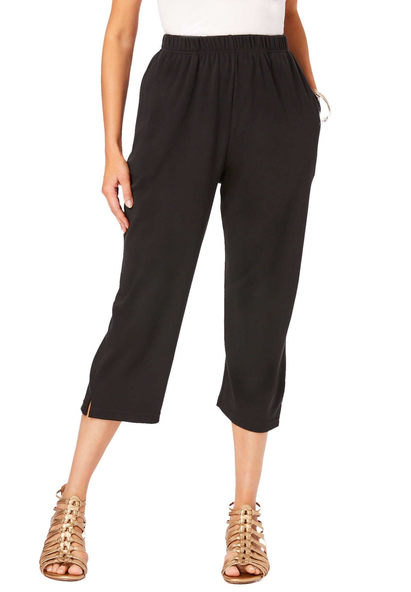 Roaman s Women s Plus Size Petite Soft Knit Capri Pant Walmart