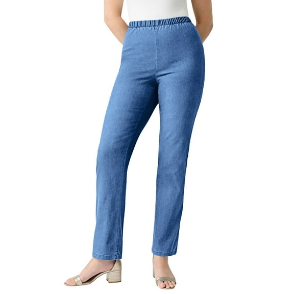 Roaman's Women's Plus Size Petite Plus Size Comfort Stretch Straight Leg Jean