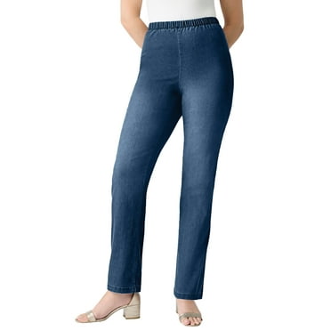 Roaman's Women's Plus Size Petite Straight Leg Comfort Stretch Jean