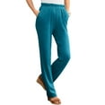 thumbnail image 1 of Roaman's Women's Plus Size Petite Straight-Leg Soft Knit Pant Pull On Elastic Waist, 1 of 6